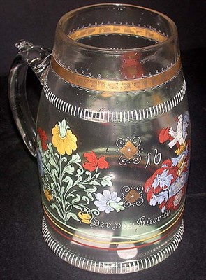 Lot 218 - German Painted Glass Tankard 18th/19th Century...