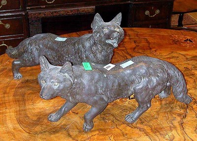 Lot 362 - Pair of Bronze Figures of Foxes