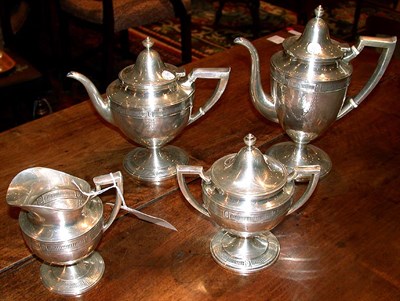Lot 410 - Georgian Style Sterling Silver Four-Piece Tea...