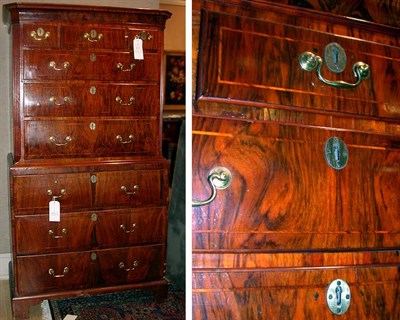 Lot 291 - George II Walnut Chest on Chest In two parts,...