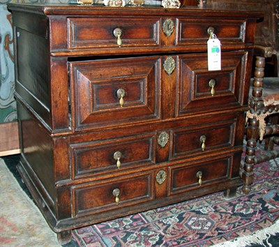 Lot 221 - Charles II Oak Chest of Drawers In two parts,...