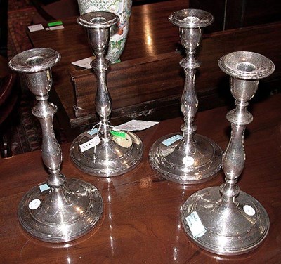 Lot 422 - Set of Four Victorian Silver Candlesticks...