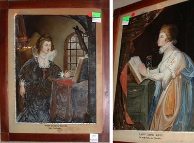 Lot 504A - Two English Eglomise Portraits of Women