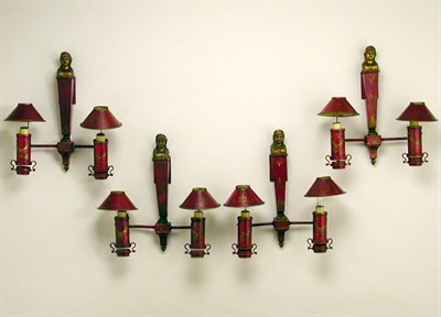 Lot 693 - Set of Four Empire Style Gilt Decorated and...