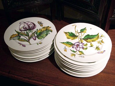 Lot 103 - Set of Eighteen Floral Decorated Porcelain...