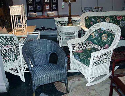 Lot 117 - Group of Painted Wicker Furniture...