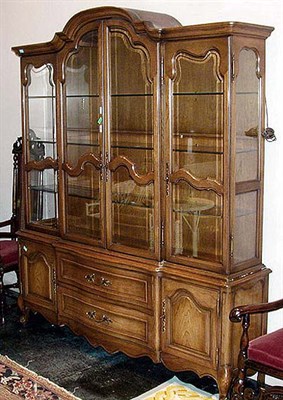 Lot 113 - Louis XV Style Fruitwood Breakfront Bookcase