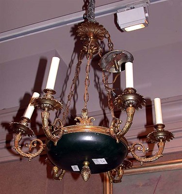 Lot 534 - Baroque Style Brass Six-Light Chandelier