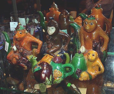 Lot 467 - Group of Five Continental Faience Teapots