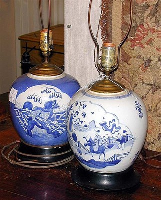 Lot 197 - Two Chinese Blue and White Porcelain Lamps