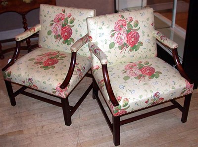 Lot 580 - Pair of George III Mahogany Library Chairs...