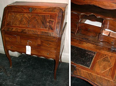 Lot 302 - Provincial Louis XV Inlaid Walnut Bureau de...