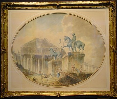 Lot 47 - Circle of Hubert Robert CAPPRICCI OF ROMAN...