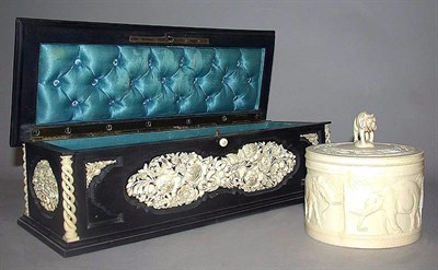 Lot 196 - Victorian Ivory Mounted Ebony Glove Box With...