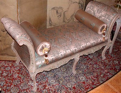 Lot 181 - Louis XV Style Painted and Upholstered Bench