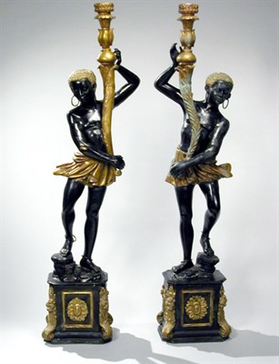 Lot 324 - Pair of Bronze Blackamoor Torcheres Height 71...