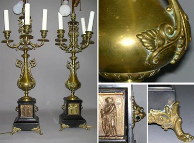 Lot 281 - Pair of Victorian Bronze and Black Onyx...