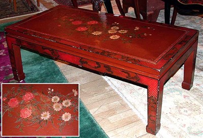 Lot 416 - Chinese Red Lacquered Low Table