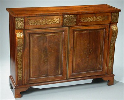 Lot 415 - Regency Brass Inlaid Rosewood Side Cabinet...