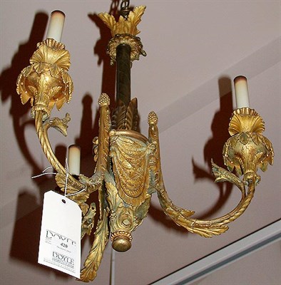 Lot 420 - Louis XV Style Gilt-Bronze Three-Light Chandelier