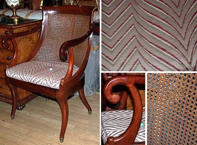 Lot 489 - Pair of Regency Style Caned Mahogany Armchairs