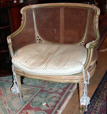 Lot 374 - Pair of Louis XVI Style Painted and Caned...