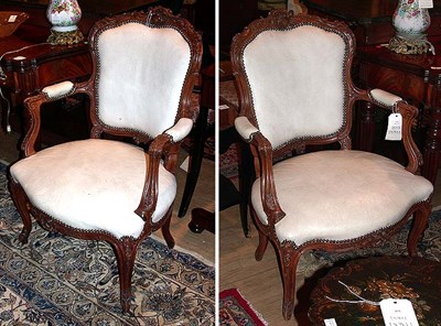 Lot 498 - Pair of Louis XV Style Leather Upholstered...