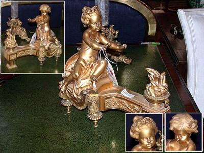 Lot 511 - Pair of Louis XVI Style Gilt-Bronze Chenets