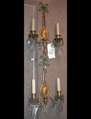 Lot 385 - Pair of Louis XVI Style Gilt-Metal and Glass...