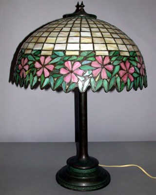 Lot 496 - Tiffany Style Leaded Slag Glass Lamp