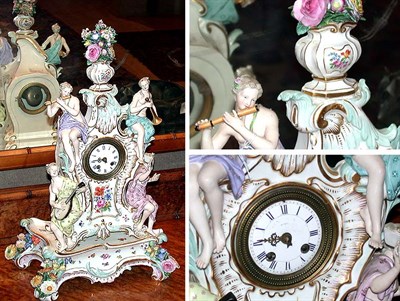 Lot 184 - Meissen Porcelain Clock Raised on a...