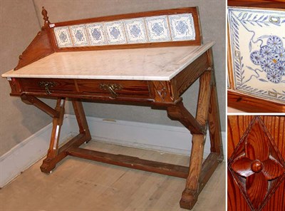 Lot 350 - Arts and Crafts Marble Top Pine Washstand