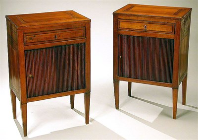 Lot 179 - Pair of Italian Inlaid Walnut Commodini Late...