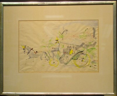 Lot 13 - J. Pages French, 20th century HORSE AND BUGGY...