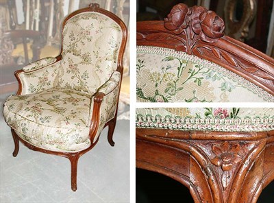 Lot 248 - Transitional Louis XV/XVI Walnut Bergere F....