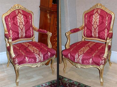 Lot 397 - Pair of Napoleon III Gilt-Wood Upholstered...