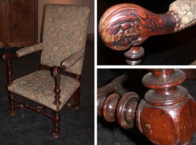 Lot 141 - Continental Baroque Walnut High Back Armchair...