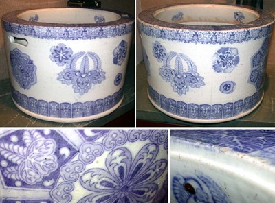 Lot 630 - Pair of Blue and White Porcelain Cachepots