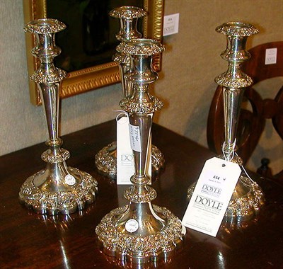 Lot 444 - Set of Four Sheffield Silver Plated Candlesticks