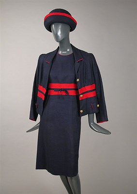 Lot 536 - Balmain Blue and Red Three-Piece Linen...