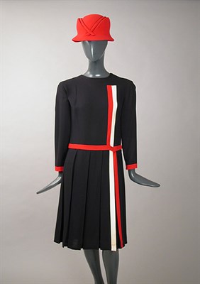 Lot 530 - Balmain Red, White and Blue Crepe Chemise...