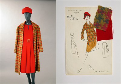 Lot 540 - Balmain Houndstooth Three-Piece Coat and Dress...