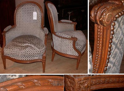 Lot 339 - Pair of Louis XVI Beechwood Bergeres Late 18th...
