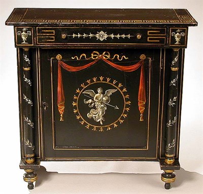 Lot 680 - Late Regency Gilt Decorated Black Painted Side...