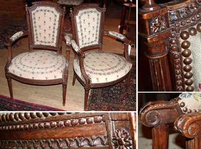 Lot 231 - Pair of Louis XVI Beechwood Fauteuils Late...
