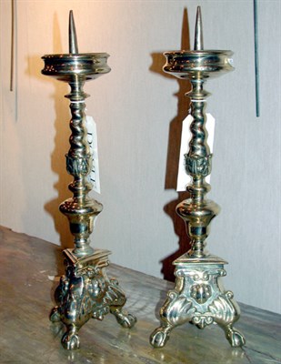 Lot 148 - Pair of Continental Baroque Brass Pricket...