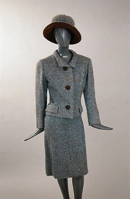 Lot 537 - Balmain Brown and Blue Mohair Suit and Hat...
