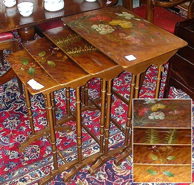 Lot 504 - Nest of Three Lacquered and Floral Decorated...