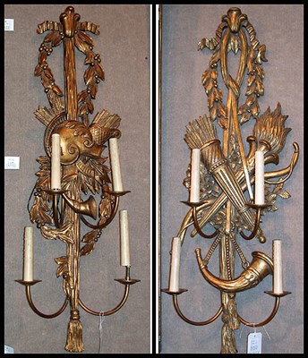 Lot 413 - Pair of Neoclassical Style Gilt-Wood Sconces
