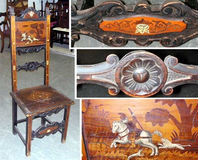 Lot 324 - Pair of Bone Inlaid Walnut Side Chairs